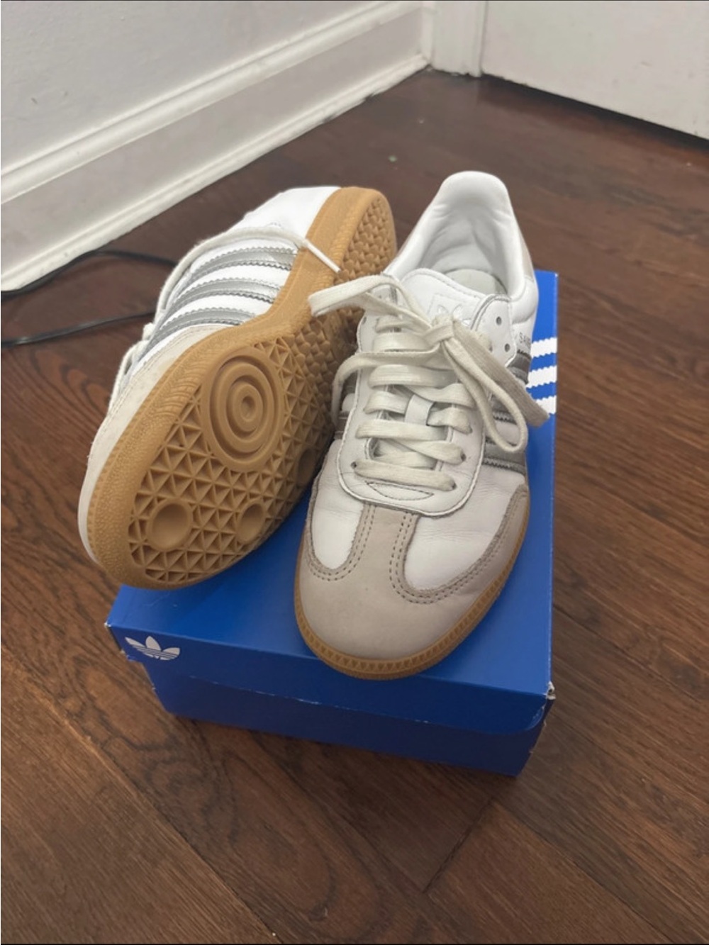 adidas Kids White Sneakers with Gum Sole